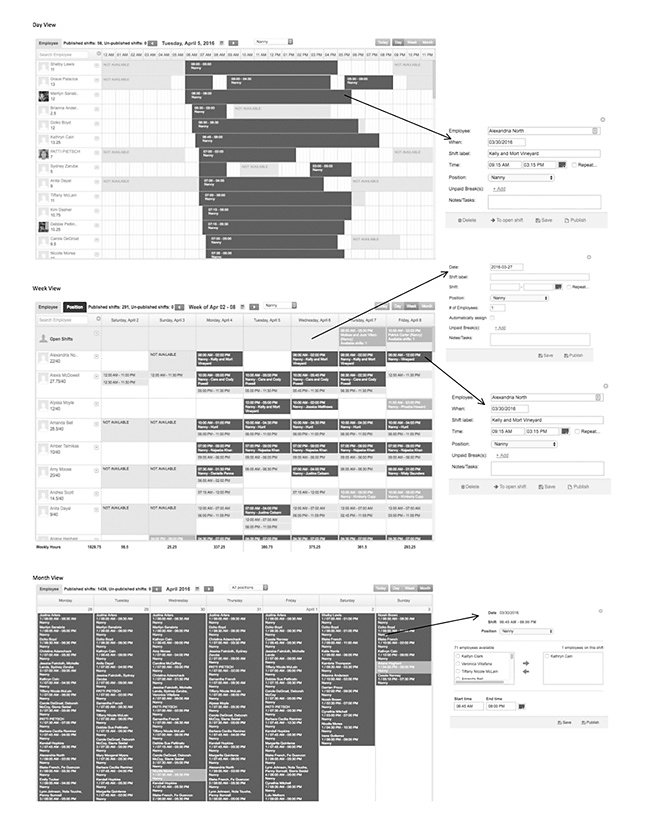 Shift Creation Wizard Wireframe